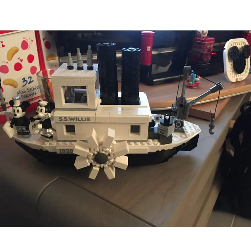 Preise Legoinglys Heißer Verkauf Mickeied Steamboat Willie Set Modell 16062 21317 Baustein Ziegel spielzeug für Geschenke Kinder Weihnachten