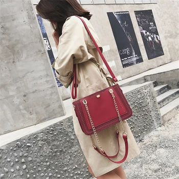 

Luxury Brand Rivet Handbag Woman Bag Designer Fashion Metal Chain Tote Bags PU Leather Crossbody Bags for Women Sac A Main Femme