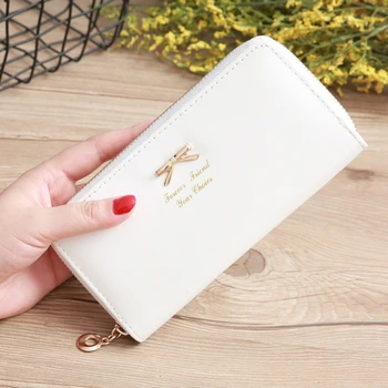 

Women Long Wallet Bowknot Fashion Gift Lovely ID Credit Card Holder Money Bag Kawaii Lady Portable For Girls Female Long Purse