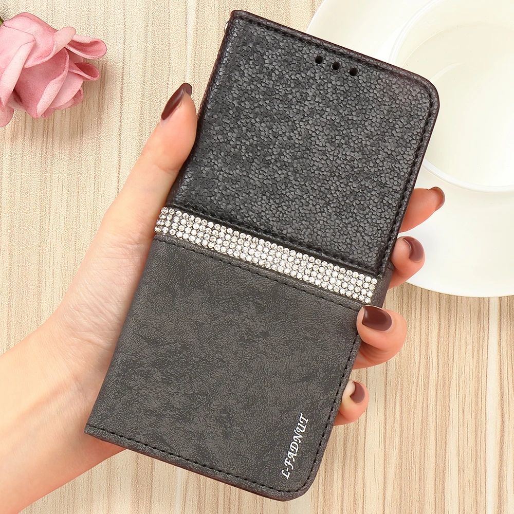 LLZ. COQUE, блестящий чехол-кошелек для Iphone 11 Pro Max X Xr Xs Max, милый кожаный чехол-книжка для IPhone 7 Plus, 8, 6 S, 6, 5, 5S, SE - Цвет: Black