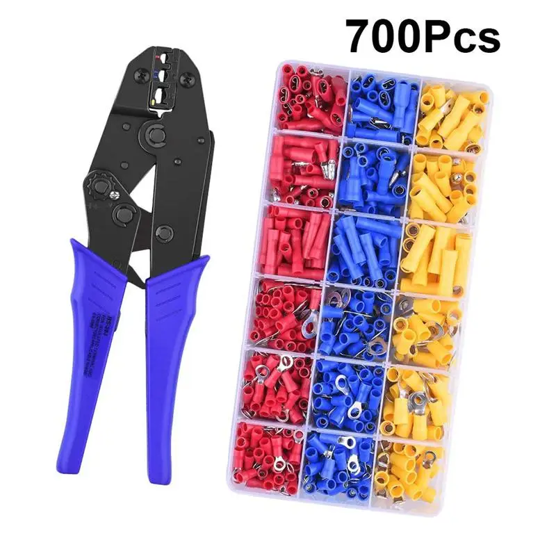 cheap!!!- 30J 0.5-6 Square Cold-Pressed Insulated Terminal Crimping
Pliers 700Pcs Cold Press Insulated Terminal Set
