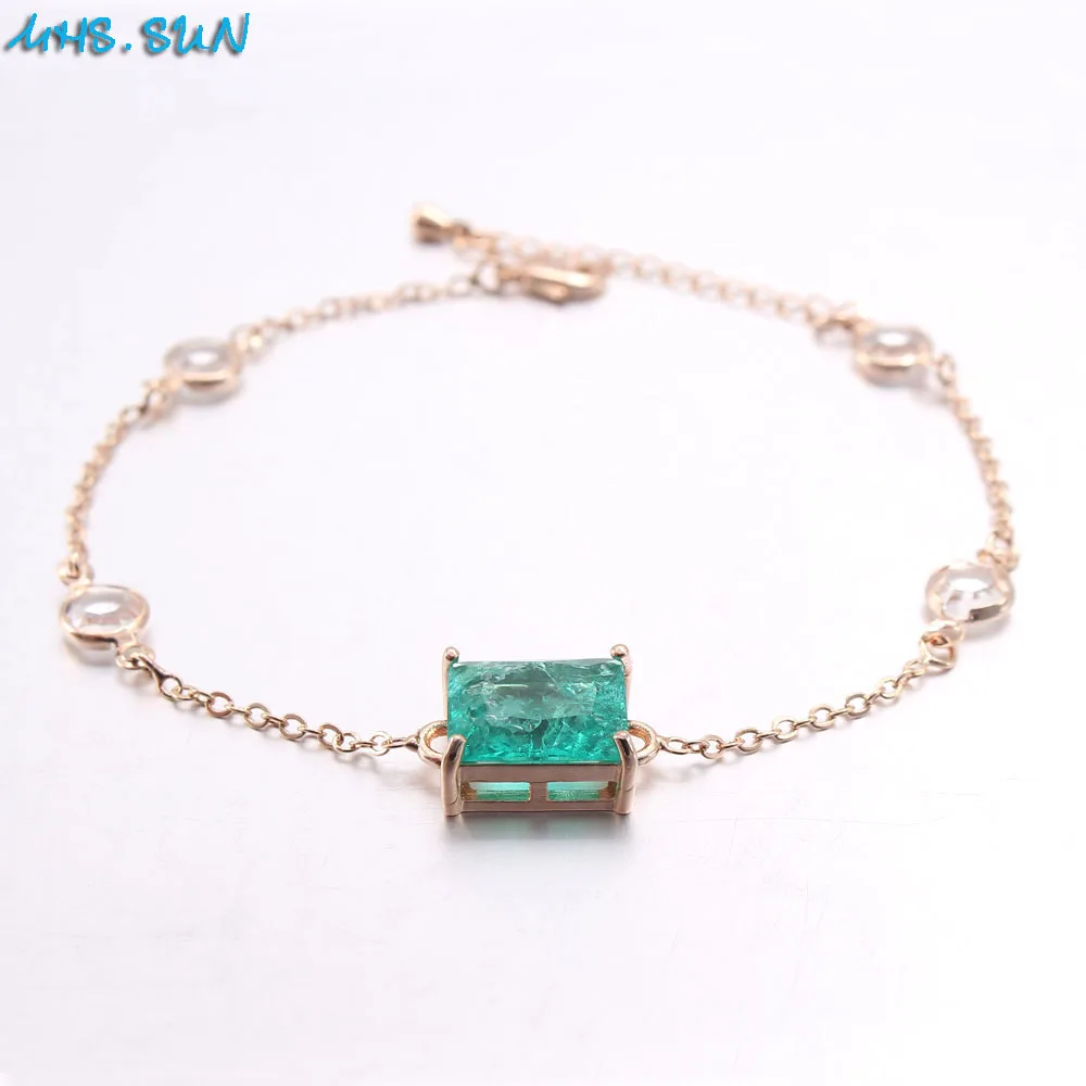 

MHS.SUN Charming AAA Zircon Bracelet Bangles Luxury Silver/Gold/Black Gun Color Women Bracelets Fashion Chain Jewelry