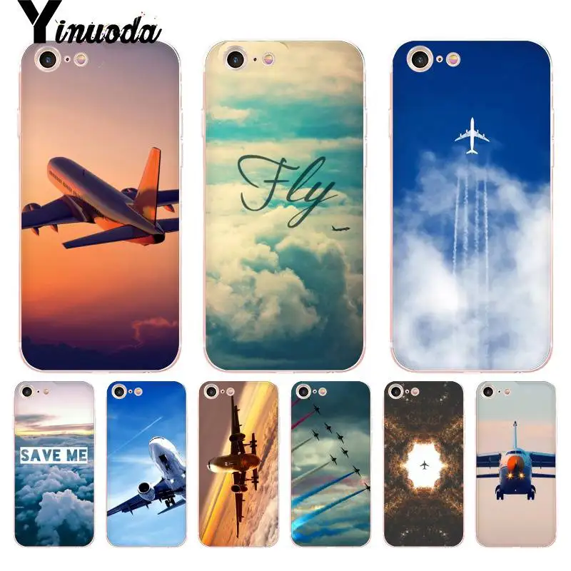Yinuoda для iphone 7 6 X Чехол авиационный самолет Fly путешествия облако небо дизайн чехол