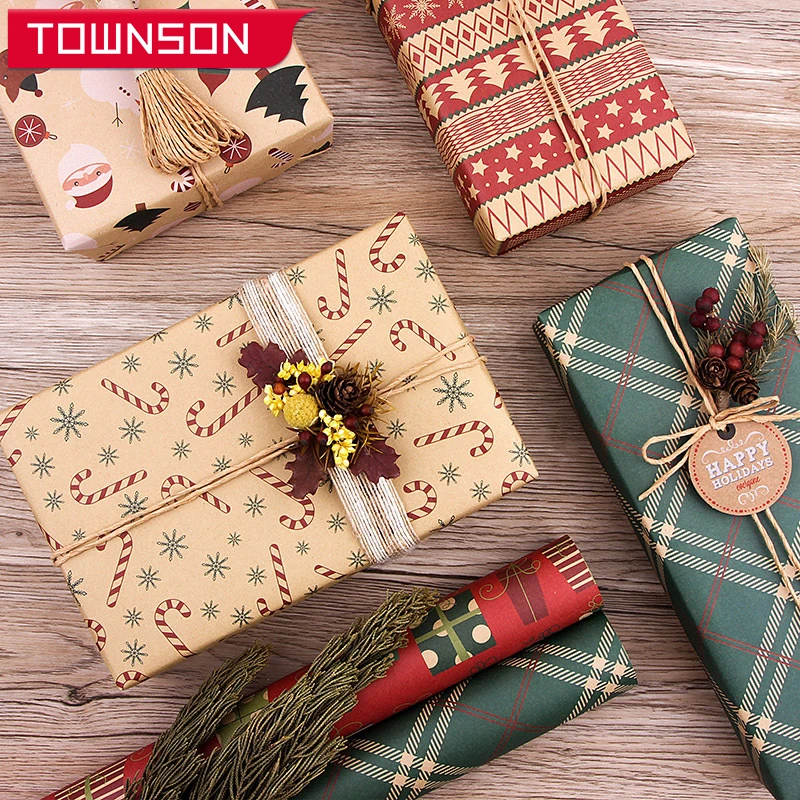 Christmas Diy Wrapping Paper Set Christmas Kraft Paper Christmas Gift  Wrapping Paper Christmas Decoration Paper - Gift Boxes & Bags - AliExpress