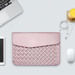 Sacoche en cuir PU tissé pour Macbook Air Pro Retina 11/12/13/15 pouces, étui pour ordinateur portable 