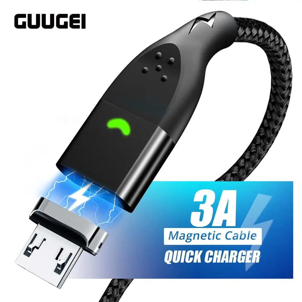 

GUUGEI Fast charging Micro USB Cable Magnetic Data Cord Quick Charge For Moblie Phone Magnet LED USB Cord Microusb Charging Wire
