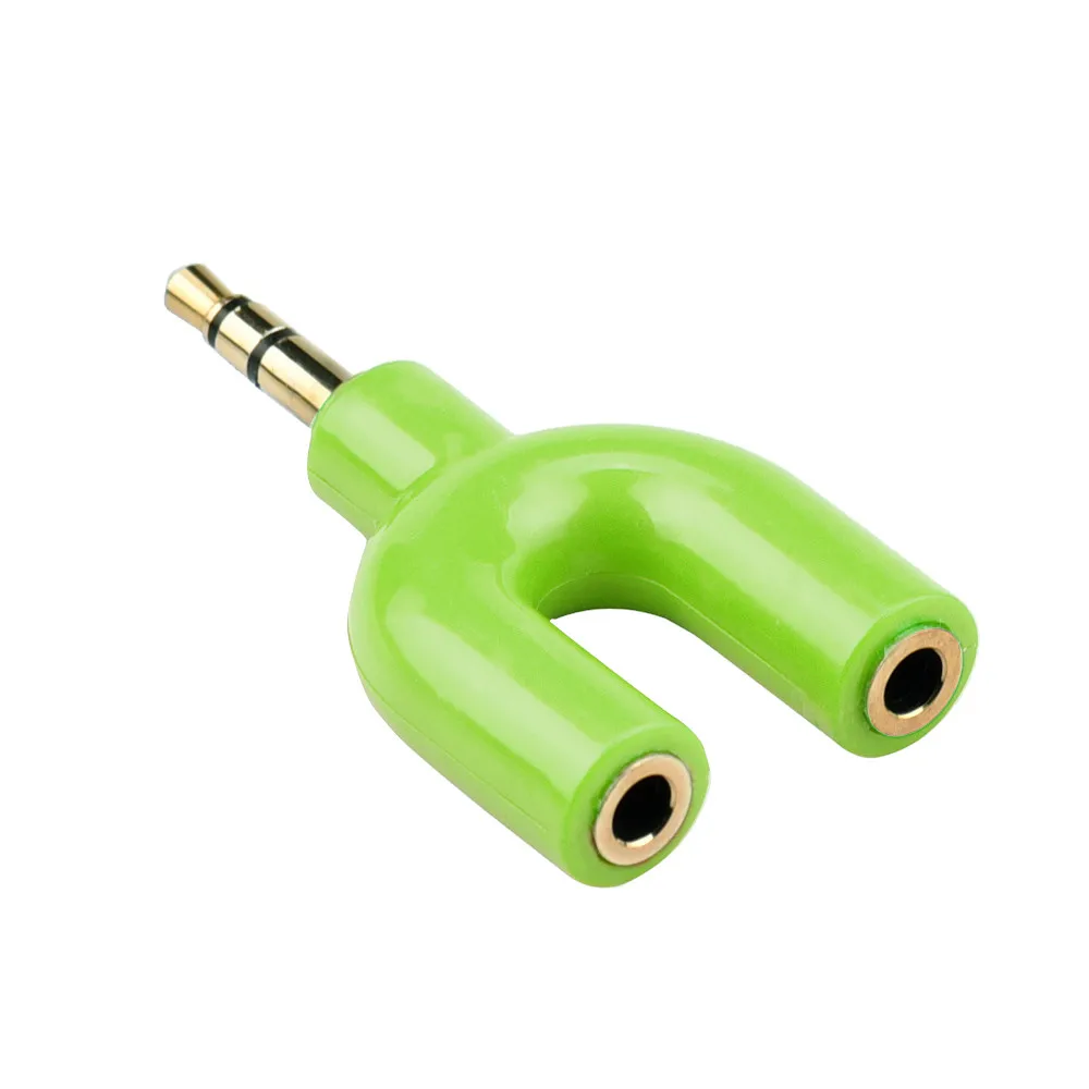 CARPRIE 3.5 mm Stereo Audio Y-Splitter 2 Female to 1 Male Cable Adapter for Mobile phone Earphone PC Laptop Computer - Цвет: GN