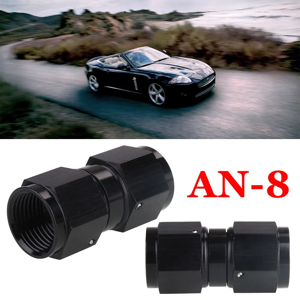 AN-8 Black Fitting Adapter Junction Female To Female Swivel Fitting For Oil Hose