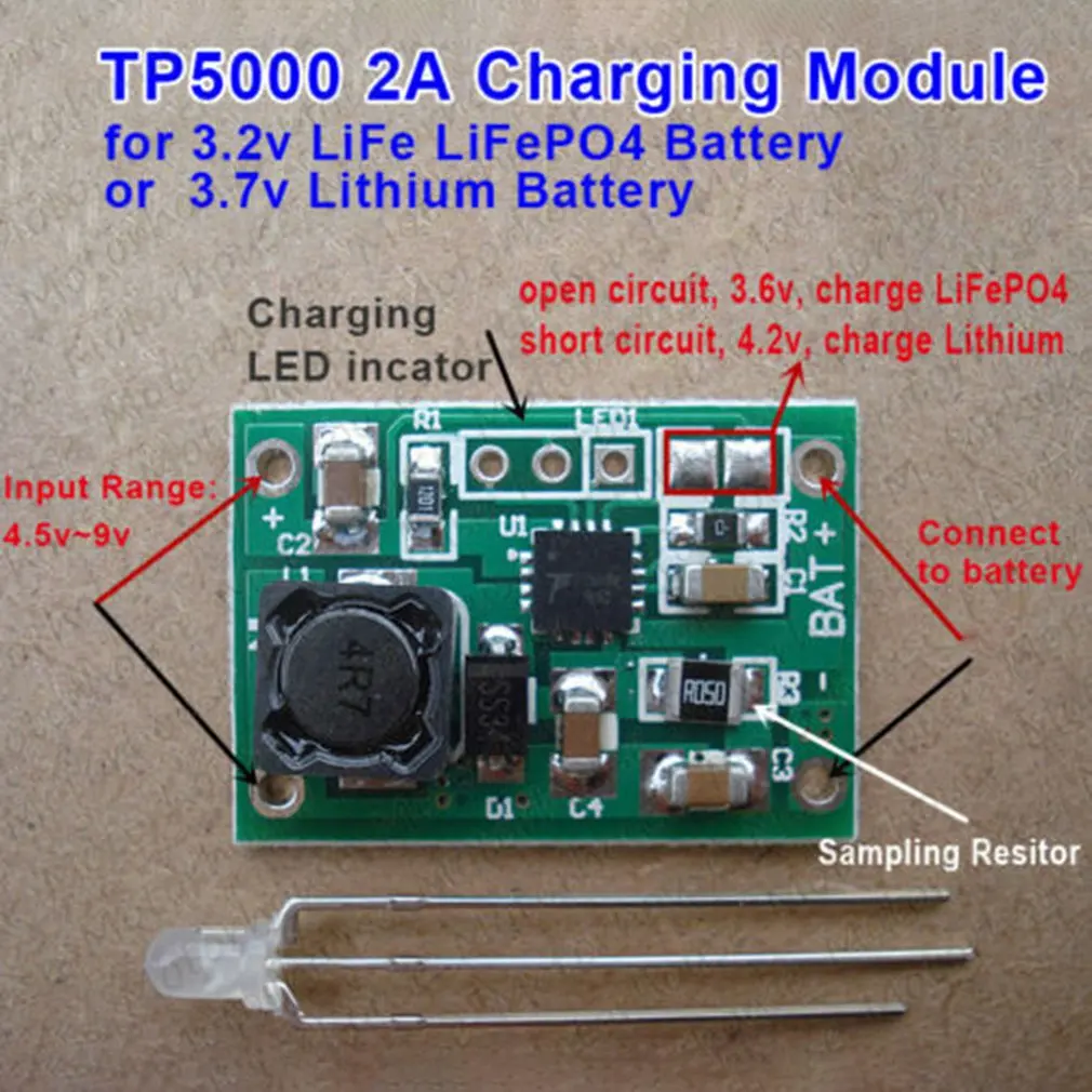 TP5000 3,6 В/4,2 в модуль зарядного устройства 3,7 в литий-ионный 3,2 В LiFePO4 модуль зарядного устройства плата Micro USB литиевая