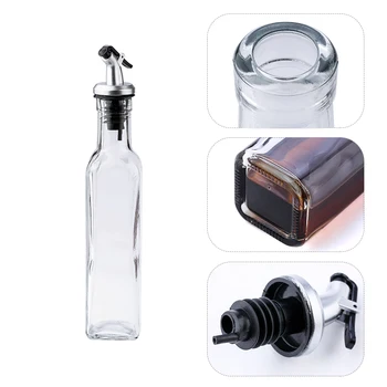 

150/250/500ML Transparent Glass Olive Oil Bottle Leakproof Kitchen Seasoning Soy Sauce Vinegar Press Type Cruet Barbecue Bottle