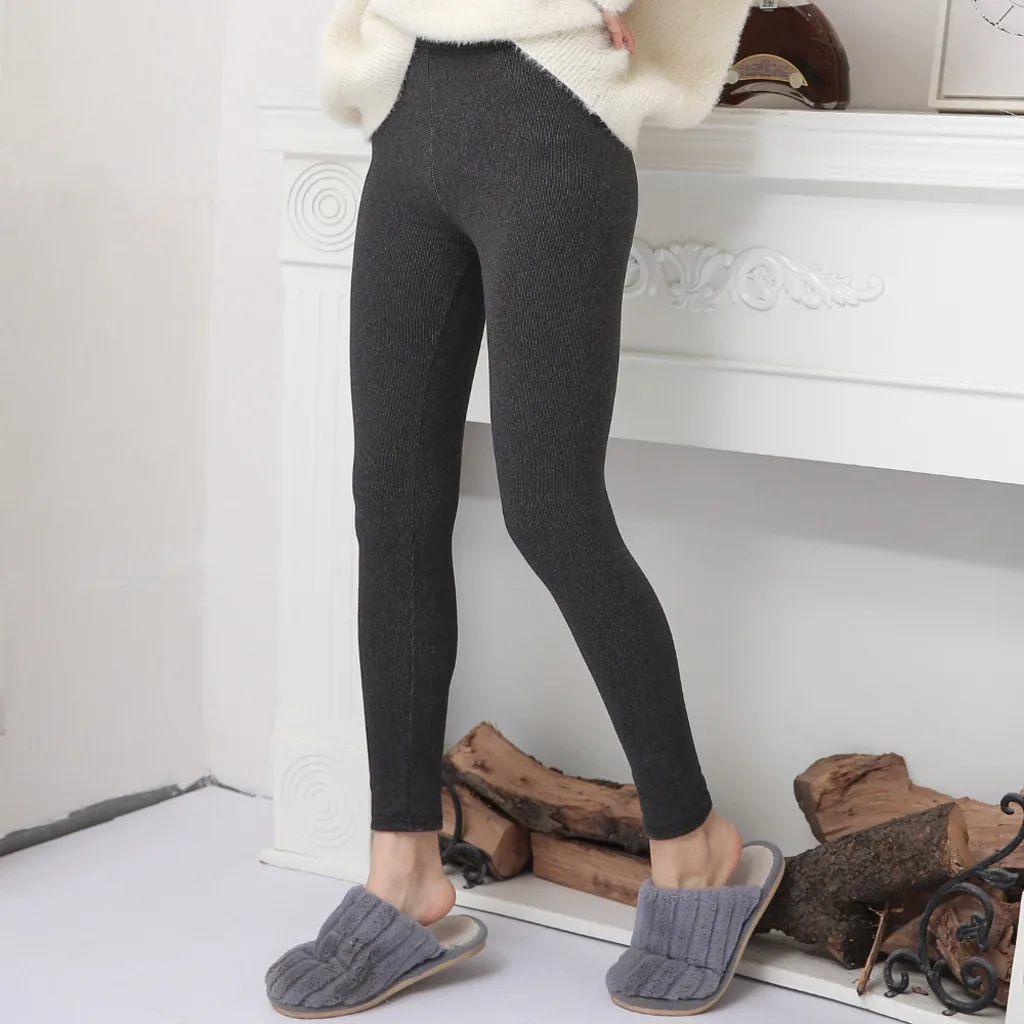 Nigrity Women Winter Warm Slim Pants Skinny Elastic Thick Velvet Wool Fleece-lining Girls High Waist Leggings Plus Big Size#35 | Женская