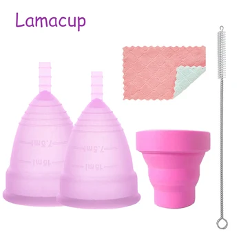 

Lady Feminine Hygiene Menstrual cup Women Vaginal Collector Reusable Menstruation Cup with Collapsible Sterilizing Cups