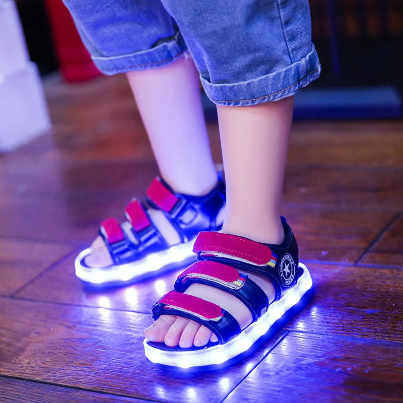 

Summer Children dai deng xie BOY'S Girls Waterproof Luminous Light USB Rechargeable Flashing Light Colorful Shining Sandals Girl