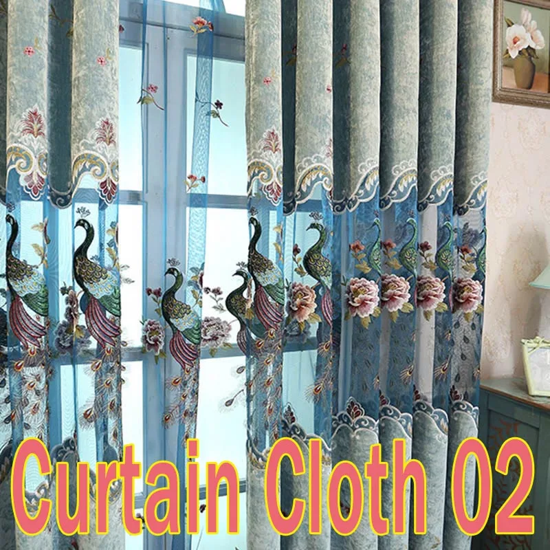 Роскошные затемненные шторы с цветочным рисунком для гостиной, с вышивкой павлинов, занавески для спальни, Европейский Великолепный Тюль, вуаль, X-M043#30 - Цвет: Curtain Cloth 02