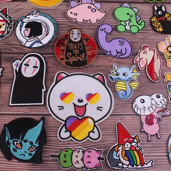 

Cartoon Badges Stripes Iron On Patch For Clothing DIY Anime Accessories Patch Embroidery Patch Sewing On Clothes Applique Decor