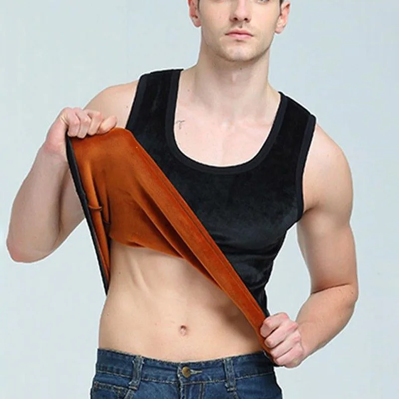 sleeveless o neck tanks Men's Waistcoat Vest Sleeveless Thickening Soft Bottoming warm Tops winter under tops