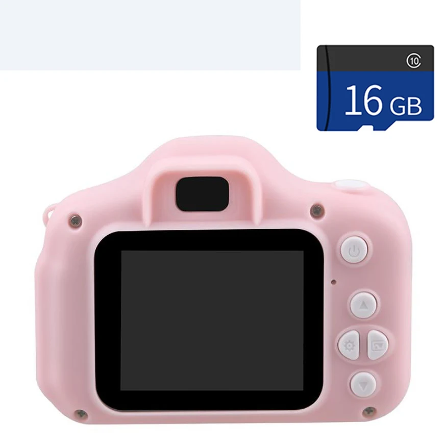 pink with 16g card 2,0 дюймов Мини Цифровая камера HD 1080p экран детская камера игрушка для наружной фотосъемки реквизит милая детская камера для мальчиков и девочек подарок - Цвет: pink with 16g card
