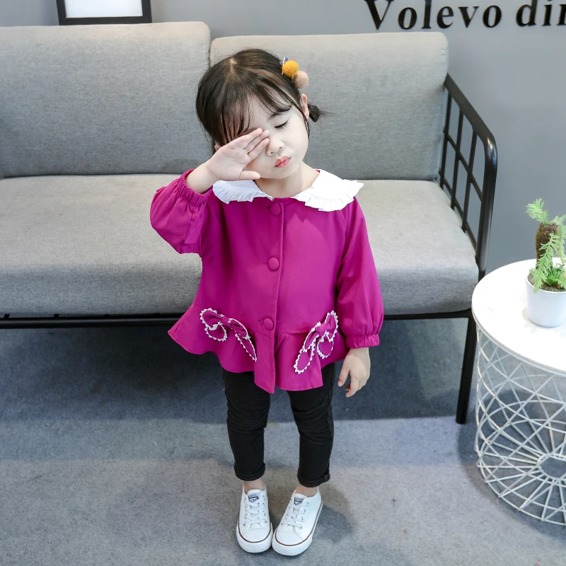 Spring Autumn Girls Windbreaker Coat Baby Girls Rabbit Ear Outwear Kids Clothes Children's Bow Coats Jacket Clothing