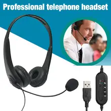 Wired Headset Telephone Operator USB Noise Cancelling Corded Offical Headphone With Micro For PC Laptop Call Center Phones