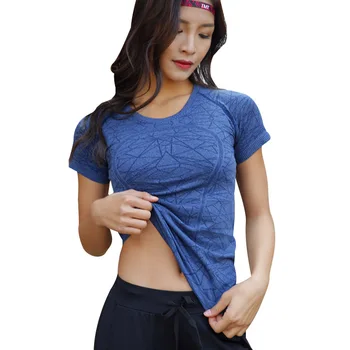 

Women Sports Fitness T Shirt Yoga Quick Dry Sweat Breathable Exercises Short Sleeve Tops Jogging Gym Running Spandex T-shirts