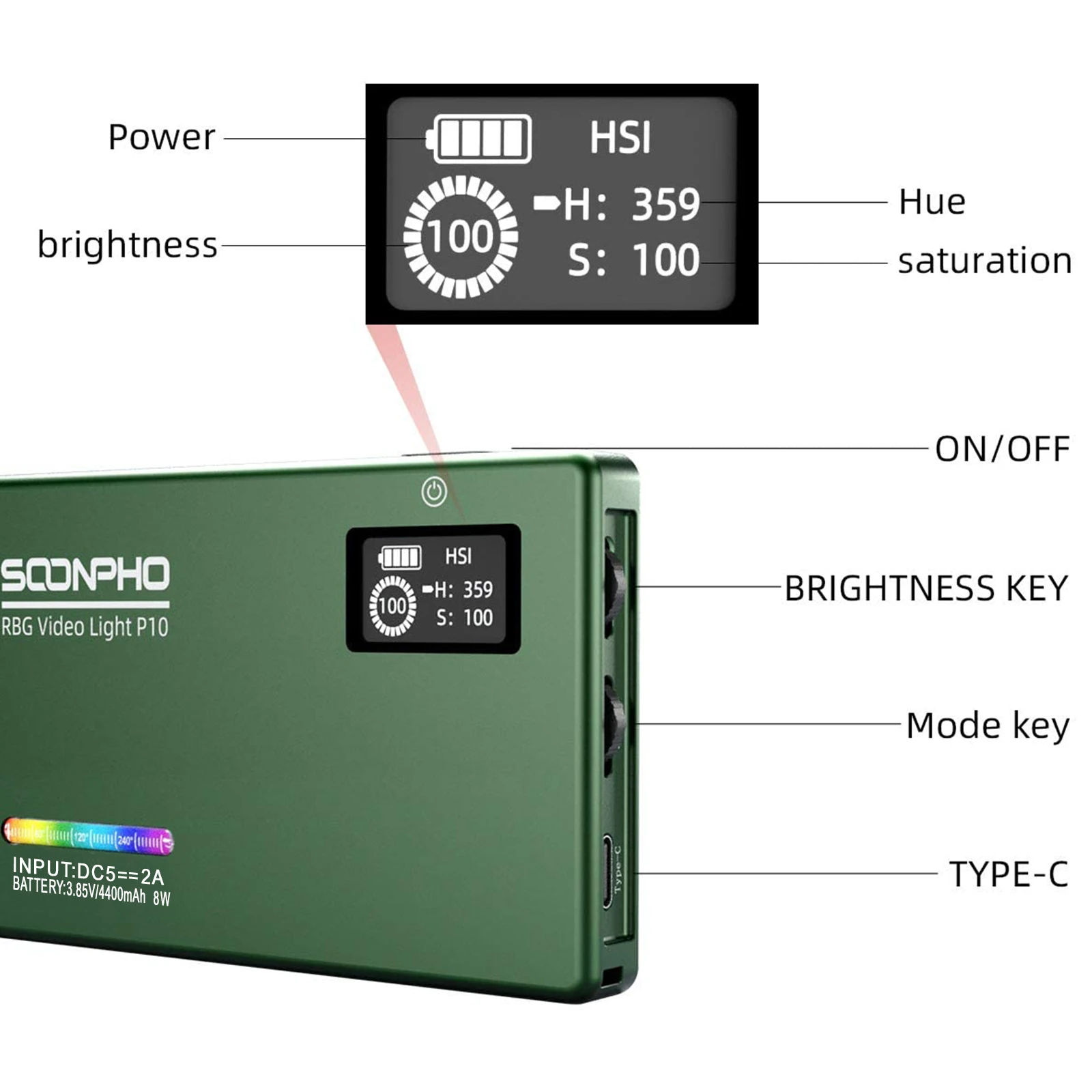 Soonpho-dimmable Rgb Led Câmera Light Kit Saída a Cores Vídeo Painel Bi-color 2500k8500k Cri 95 Mais Led para Fotografia Led Fotografia Iluminação Luz Led Fotografia Iluminador Led para Video Led Gravaçao - Image 6