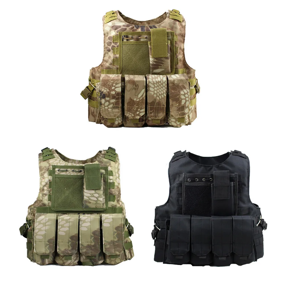 

3 Colors Tactical Vest Outdoors Training Protection Vest Costume-Adjustable with Removeable Pouche Hunting Vest