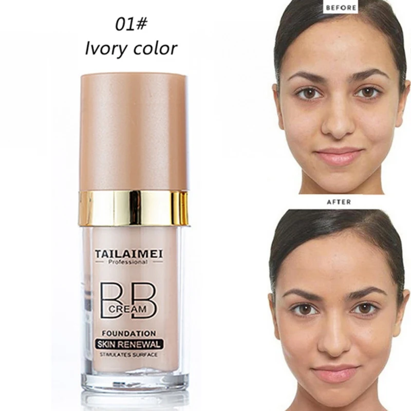 Base Waterproof BB Cream Moisturizing Cover Defects Long-Lasting Non-Dizzy Dyeing BB Concealer Cream Face Makeup - Цвет: 1