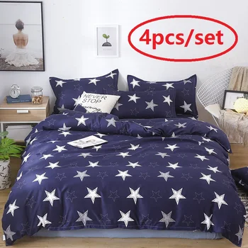 

4pcs Bedding Set Bed Linen Duvet Cover Bed Sheets and Pillowcases Luxury Single Double Comforter Set for Home Euro Children New