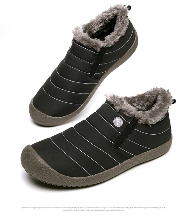 Модная зимняя обувь мужские плюшевые однотонные зимние ботинки; размеры 36-48 теплые водонепроницаемые мужские ботинки с плюшевой подкладкой на нескользящей подошве