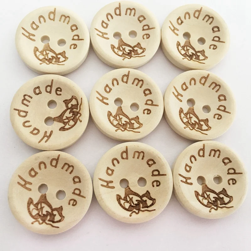 10 X 25mm Botones de costura de madera 4 agujeros Tallado ideal para recortes y artesanía.