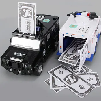 

Banknote Car Auto-rolling Money Password Fingerprint Piggy Bank Child Boy Piggy Box Creative Piggy Bank