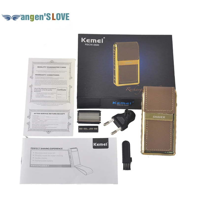 KEMEI KM-5500 кожаный корпус перезаряжаемая бритва зеркало человек водонепроницаемый 2 в 1 возвратно-поступательная бритва