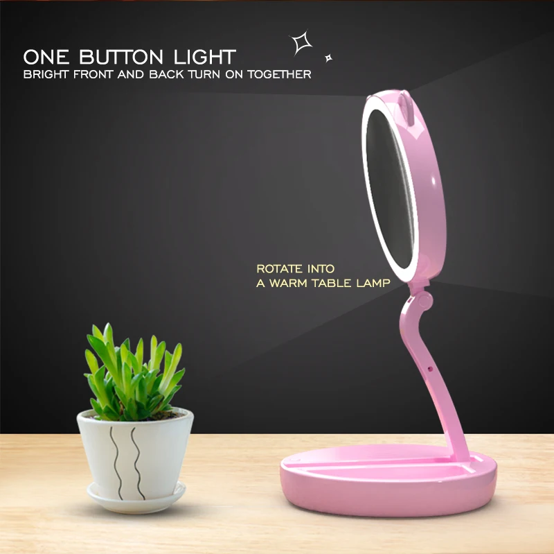Креативное розовое милое настольное зеркало для макияжа hello kitty 7x, мультяшное зеркало, туалетное зеркало с беспроводной зарядкой, светодиодное кошачье зеркало, подарок для девочек