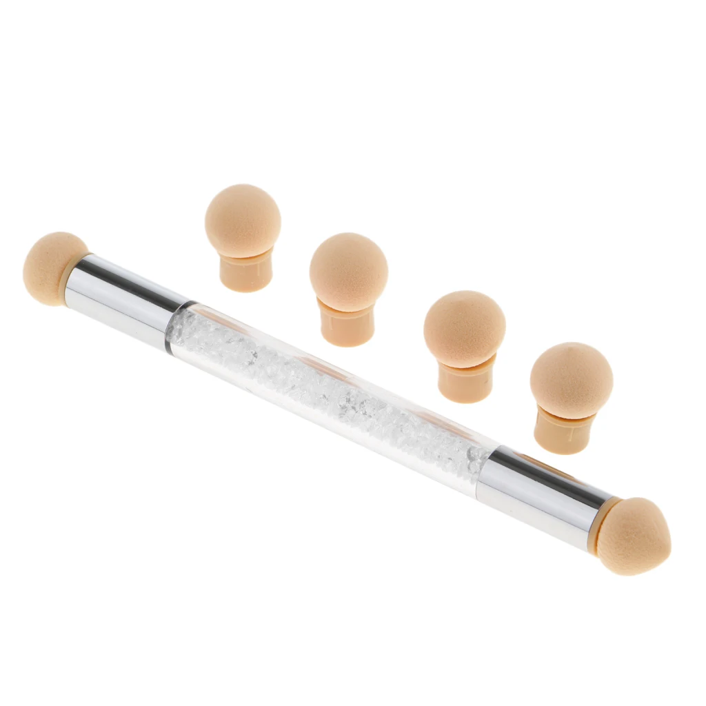 Set Glitter Powder Painting Dotting Gradient Pen Brush + 6 Sponge Heads Set