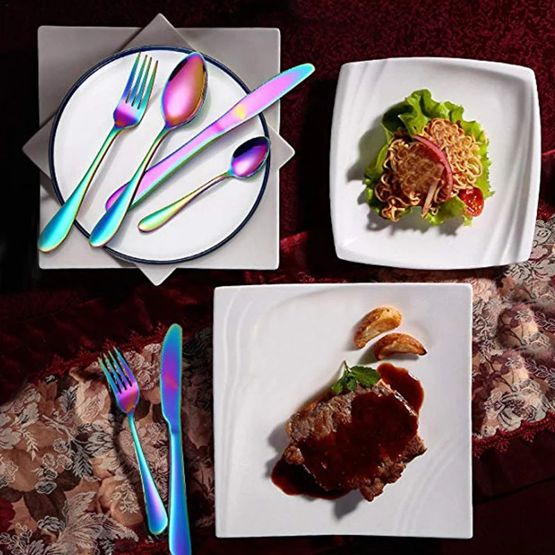 24-Piece Rainbow Cutlery Set Color Cutlery Set Gift Cutlery Set Hotel Party Tableware