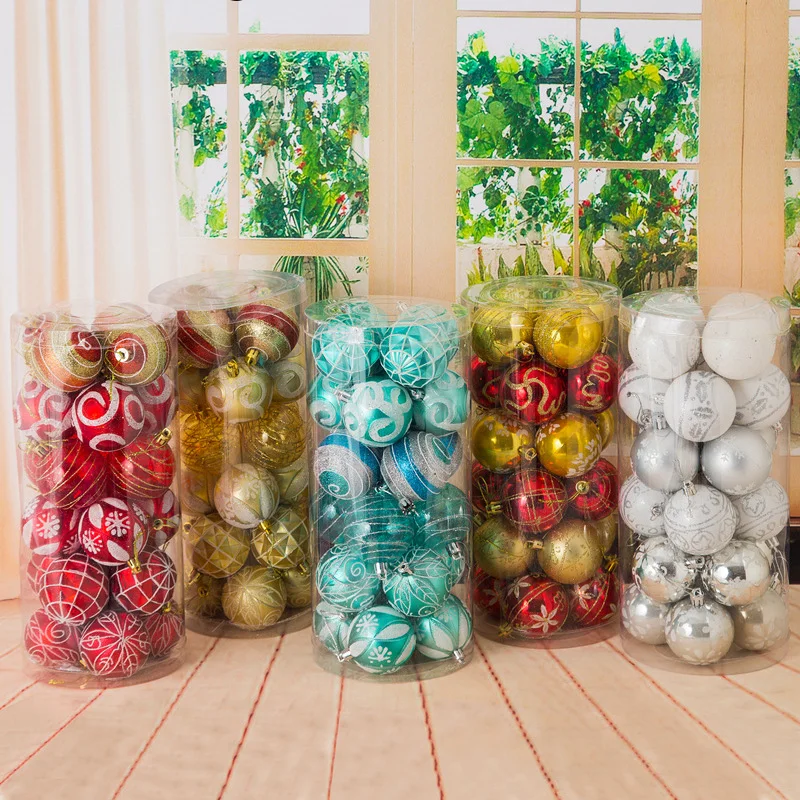 

2.4inch24pcs Christmas Ornaments Christmas Tree Ornaments Christmas Painted Balls Christmas Balls