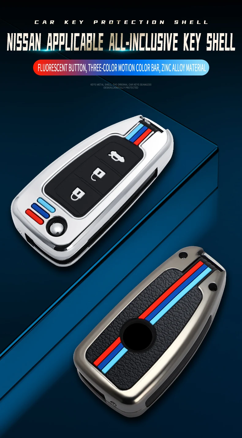 Custodia per chiave auto in lega di zinco per Nissan Qashqai J11 Xtrail Murano MAXIMA ALTIMA Juke Micra Tiida Pulsar2014-2018 portachiavi - Hf982bc0d9f1945e98f86efa9d93735d60