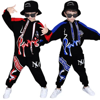 

4-12 Year Autumn Spring Children boys hip hop suit Full sleeve Sweatshirts + Haren Pants trousers 2Pcs sets For kids fashion