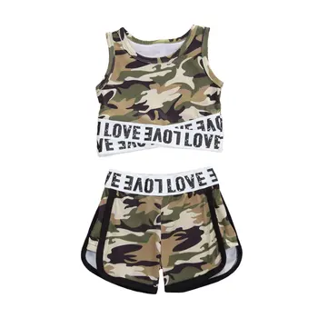 

Pudcoco Fast Shipping 1-5Years 2Pcs Toddler Baby Girl Camouflage Outfits Sleeveless Sport Crop Tops Vest Shorts Pants Clothes