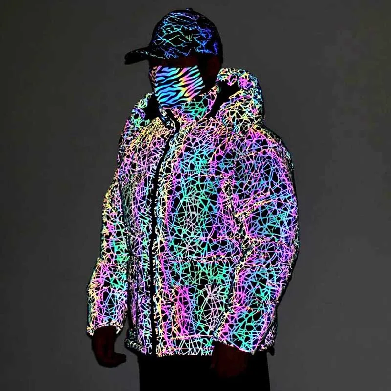 

KIOVNO Men Winter Snow Jackets Thermal Night Safe Reflective Overcoats For Male Parka Size M-2XL