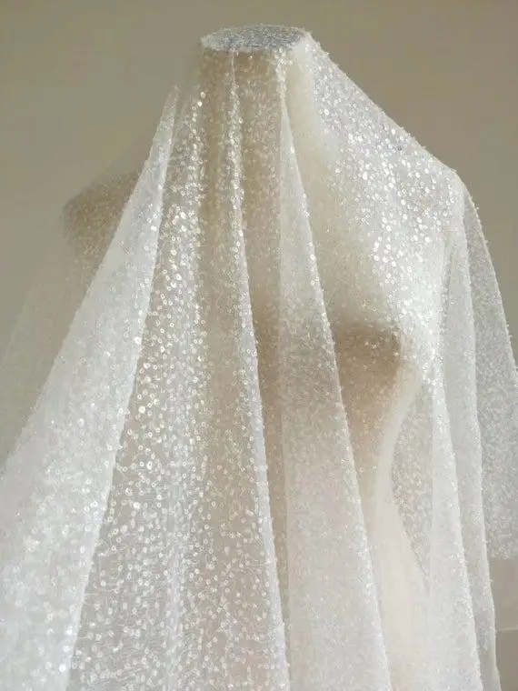 Модное свадебное платье кружевное фарбик с Бисероплетение на ткани seuqins кружево по двору ширина 130 см