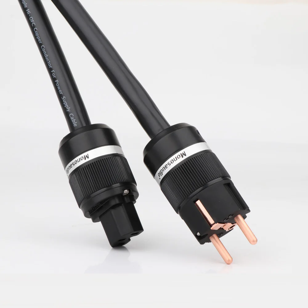 

Monosaudio P901 Hi-End OFC Copper Schuko Power Cord Cable Extension AC Power Cable HiFi EU Power Plug Connector Cord Cable