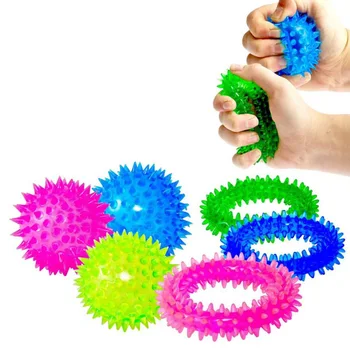

6Pcs/lot Kid Squeeze Sensory Toy (3 Balls + 3 Rings) -Squeeze And Bounce Silicone Toys For Pressure Release