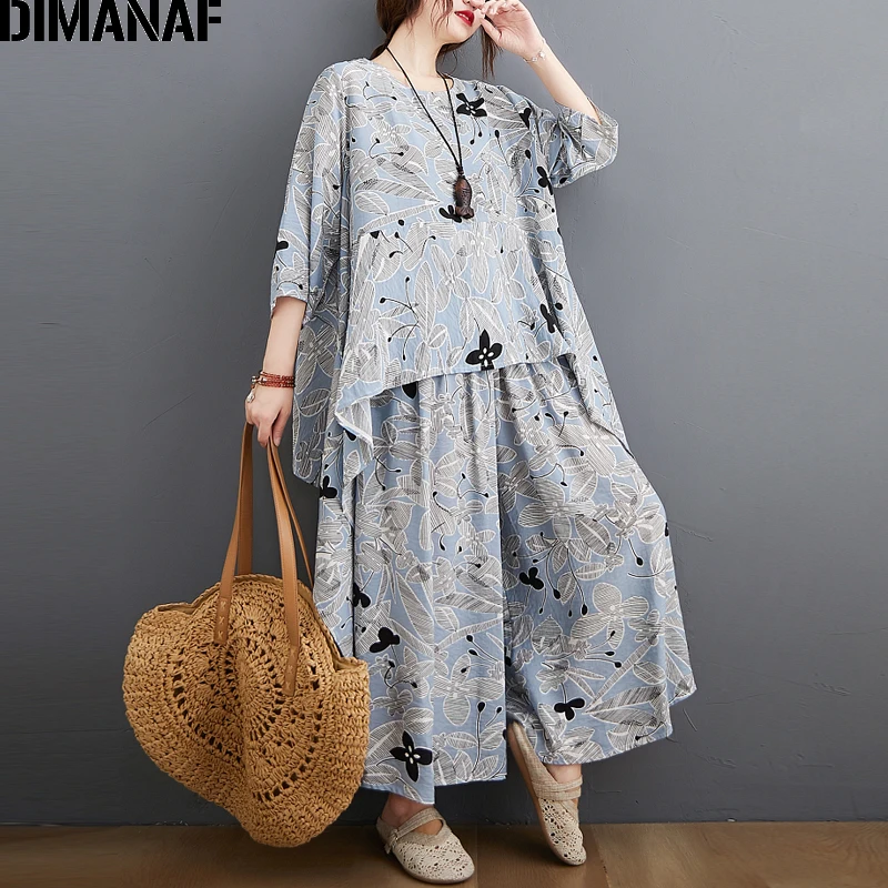 DIMANAF-Plus-Size-Two-Piece-Set-Suit-Women-Clothing-Vinatge-Print ...