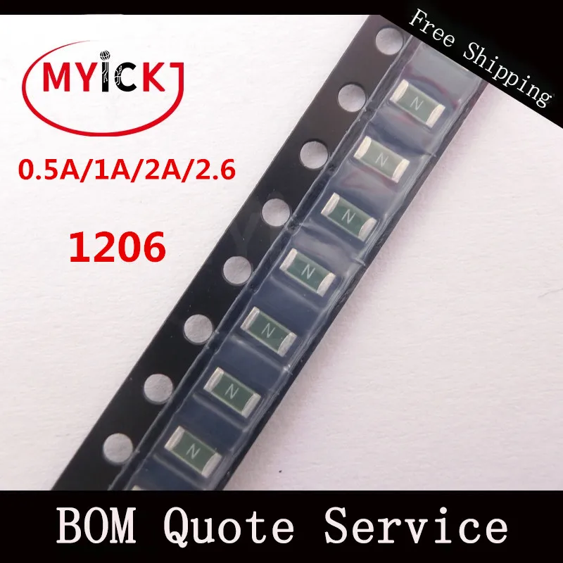 

40PCS Kit 1206 Fuse SMD Self Recovery Resettable 0.5A/1A/2A/2.6 Each 10 pieces