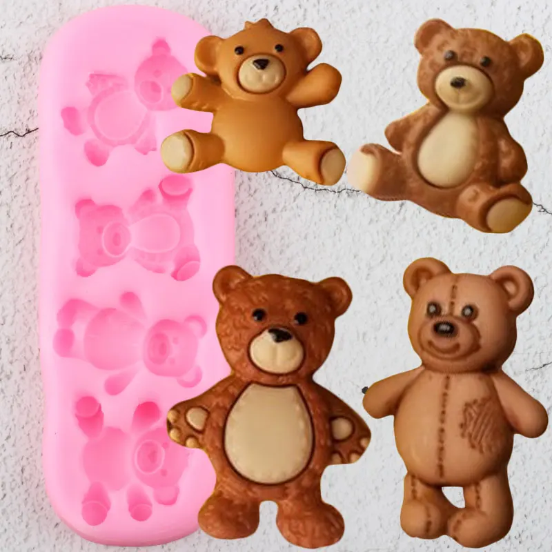 3D Детские медведи Силиконовые формы ручной работы вечерние помадка для кекса инструменты для украшения торта Полимерная глина конфеты шоколадная мастика формы