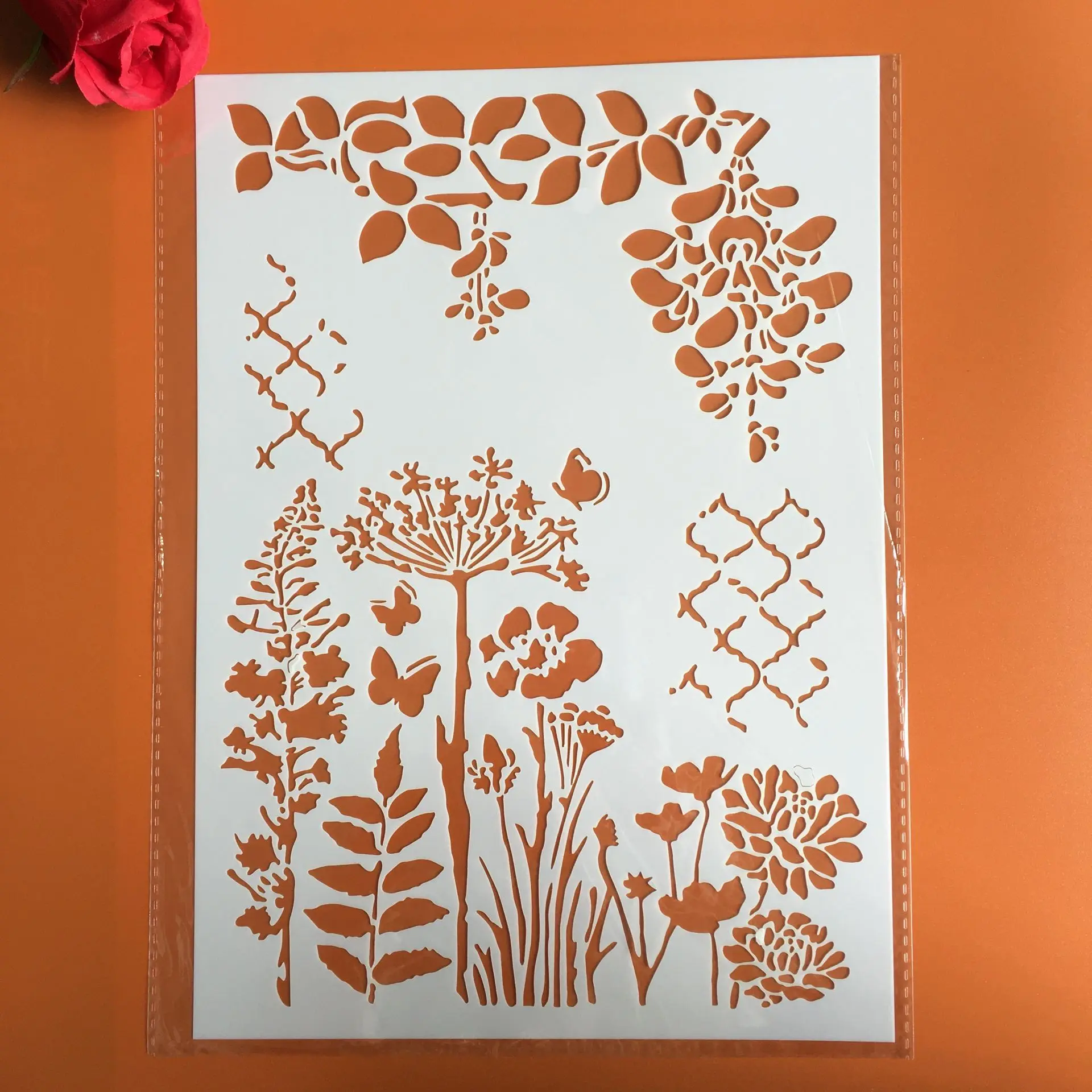

29 * 21cm Plant leaves seaweed DIY Stencils Wall Painting Scrapbook Coloring Embossing Album Decorative Paper Card Template