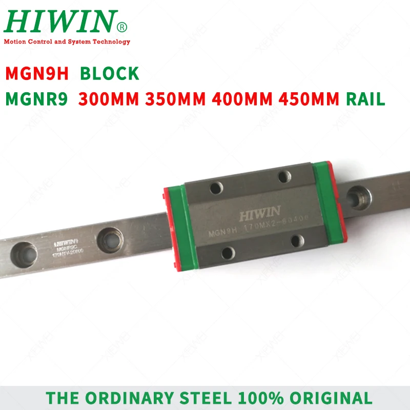 

HIWIN MGN9 Rail 300mm 350mm 400mm 450mm with MGN9H Block Carriage for 3d printer MGN9 linear guideway