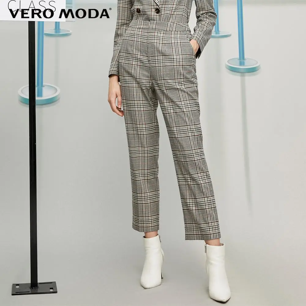 Vero Moda Женские OL стиль Винтаж Хаундстут костюм укороченные брюки | 319450516
