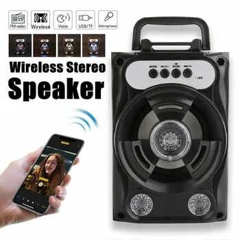 

5W Mini Wireless bluetooth Speaker with Colorful LED Light Portable Outdoor Speaker LED Support FM Radio TF Card Black